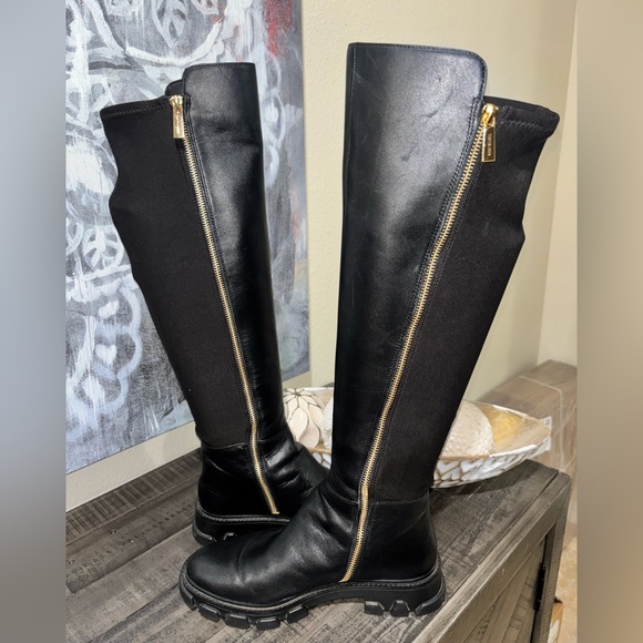 MICHAEL KORS BLACK LEATHER RIDLEY OVER THE KNEE BOOTS SZ 8 - Picture 13 of 15